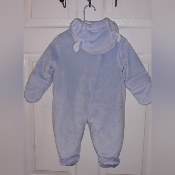 Carters Baby bear hooded Blue Plush winter warm one piece snowsuit/outfit *EUC* - Picture 7 of 10